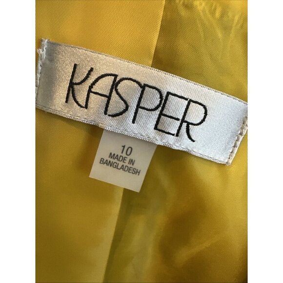 Kasper Open Front Blazer Jacket Size 10 Black Yellow Houndstooth Plaid NEW - Picture 10 of 11